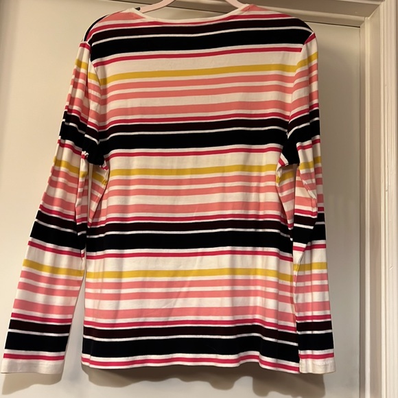 Talbots XL Long Sleeved Multicolor Striped Tee - Picture 2 of 5
